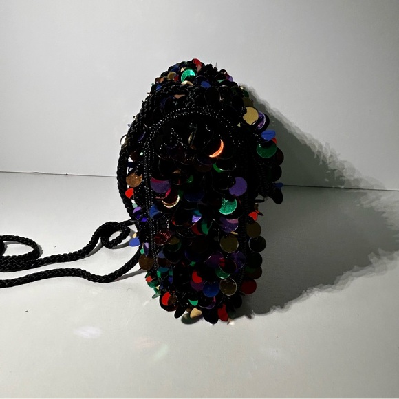 DELILL Bronze Multicolor Sequin Beaded Hand Made Clutch Handbag Purse Vintage - Picture 7 of 7